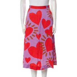 Farm Rio heart print midi skirt